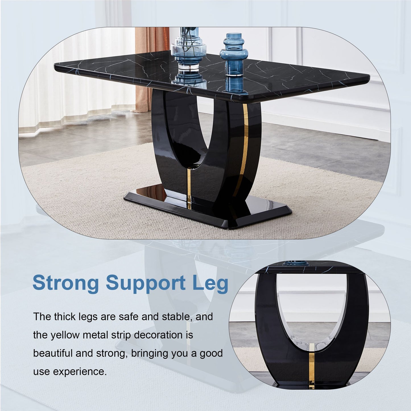Black Marble DiningTable Set
