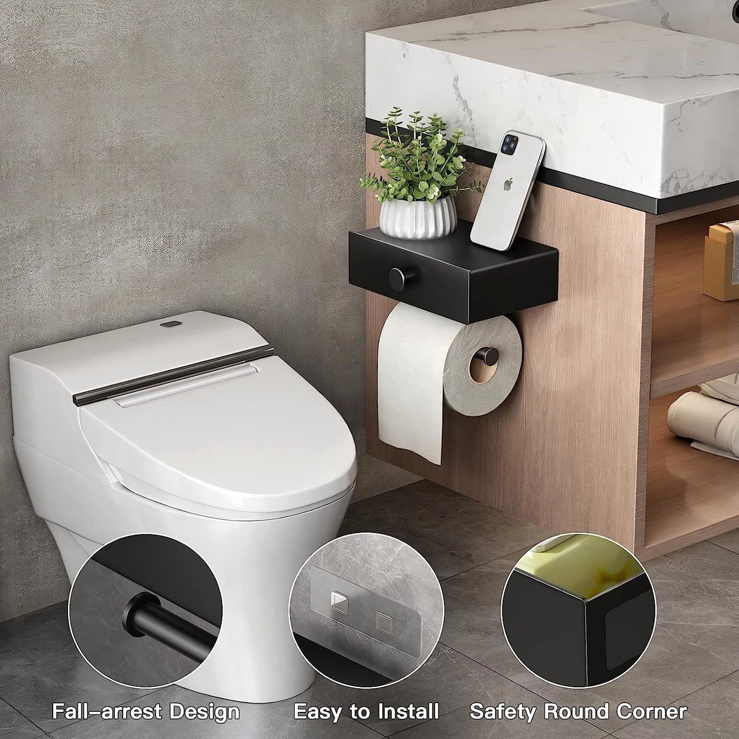 Toilet Paper Holder with Shelf