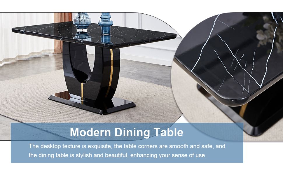 Black Marble DiningTable Set