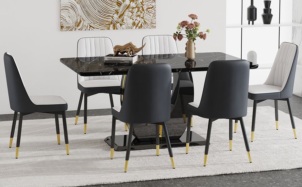 Black Marble DiningTable Set