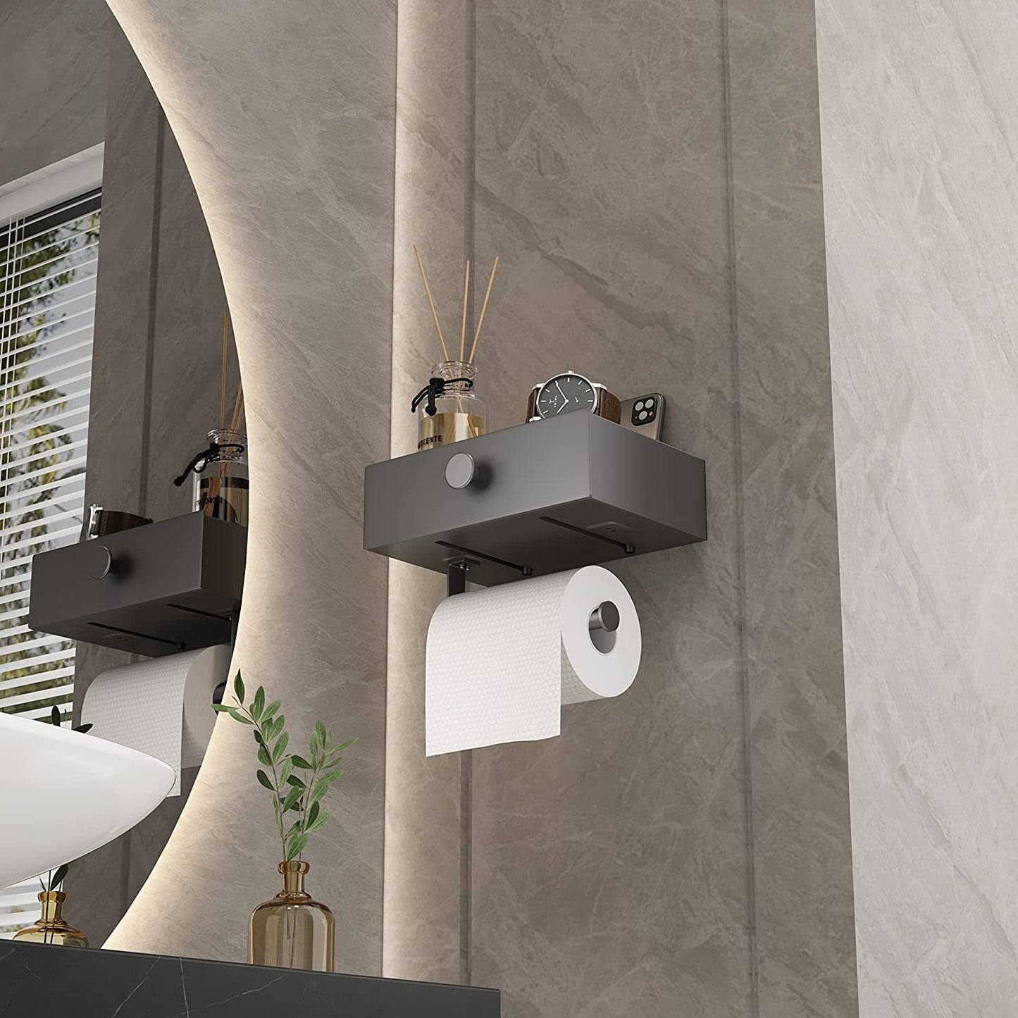 Toilet Paper Holder with Shelf