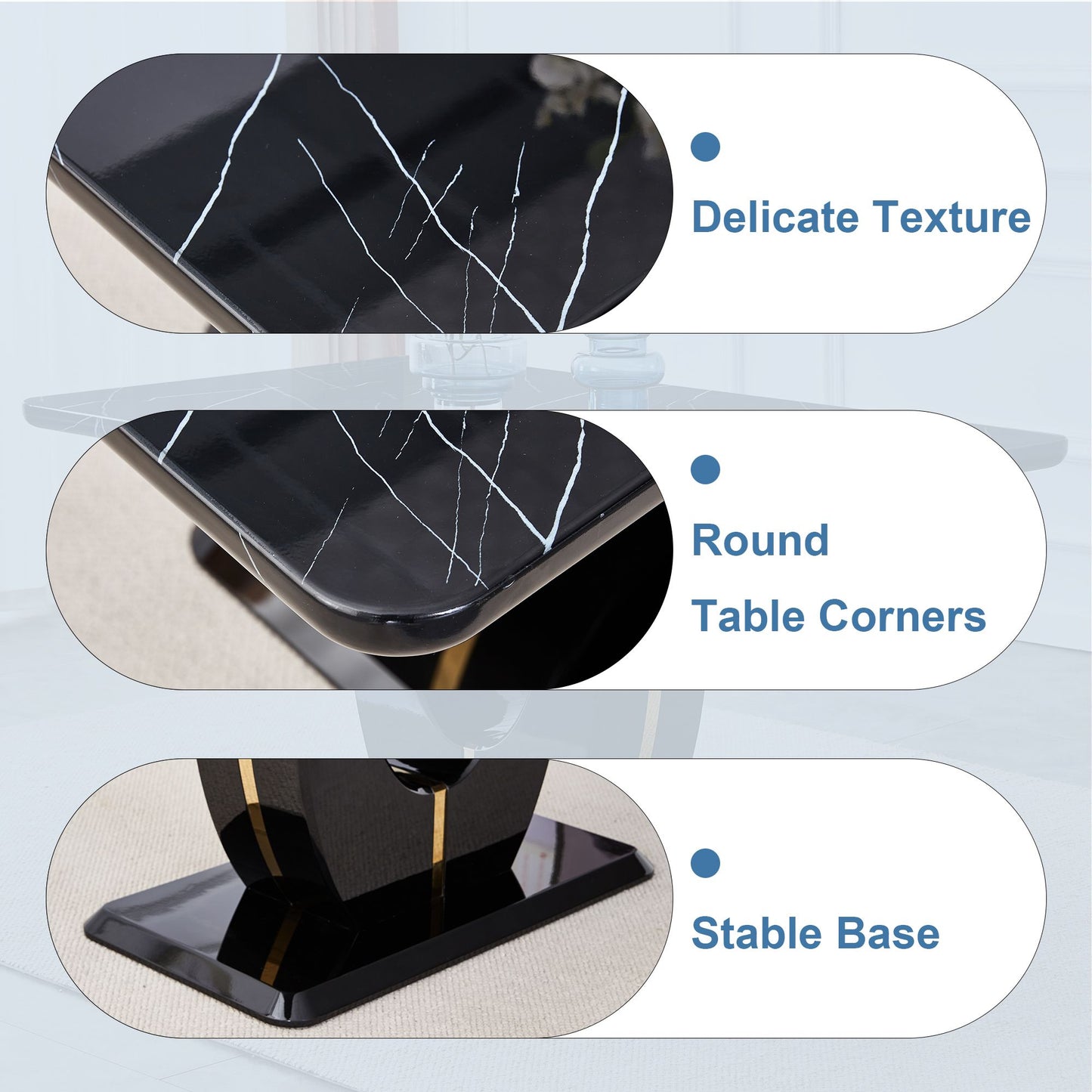 Black Marble DiningTable Set