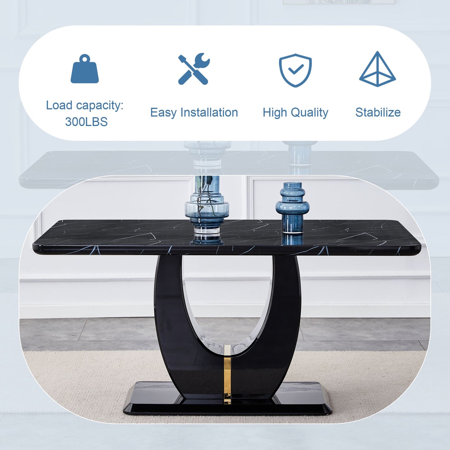 Black Marble DiningTable Set
