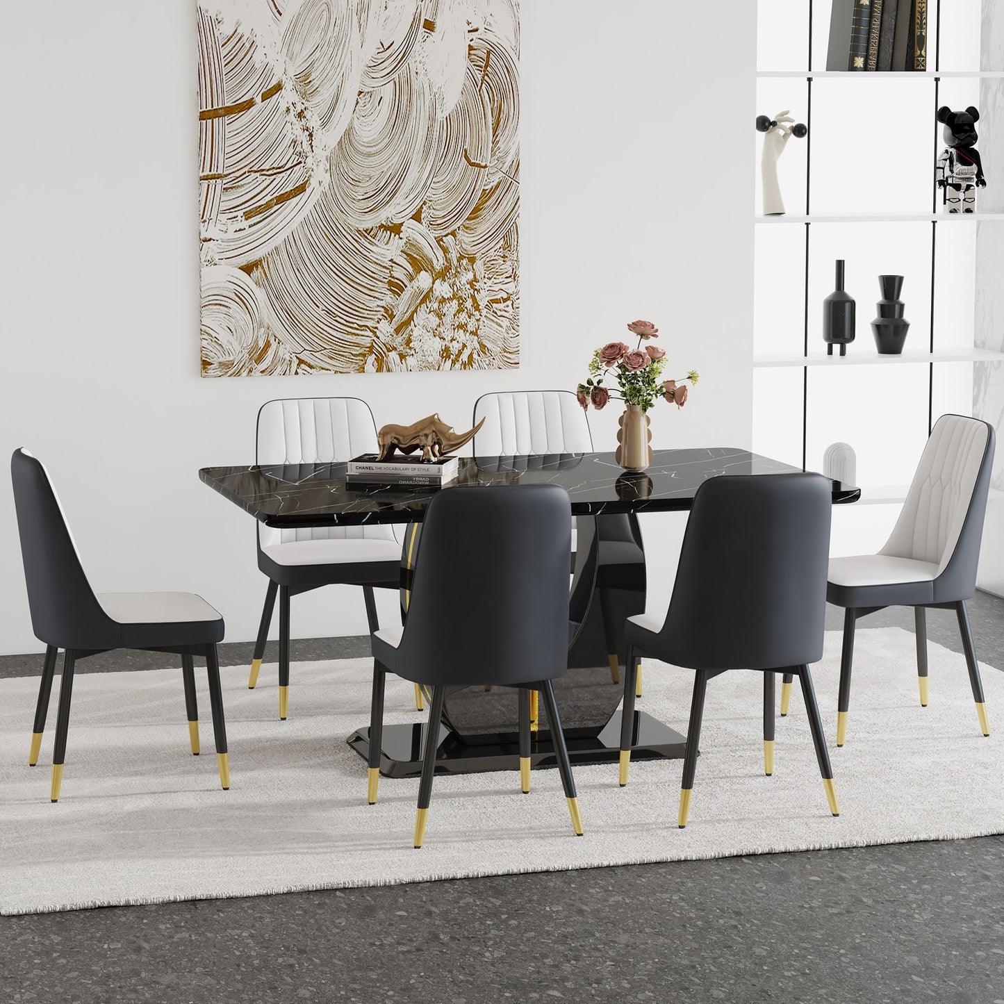 Black Marble DiningTable Set