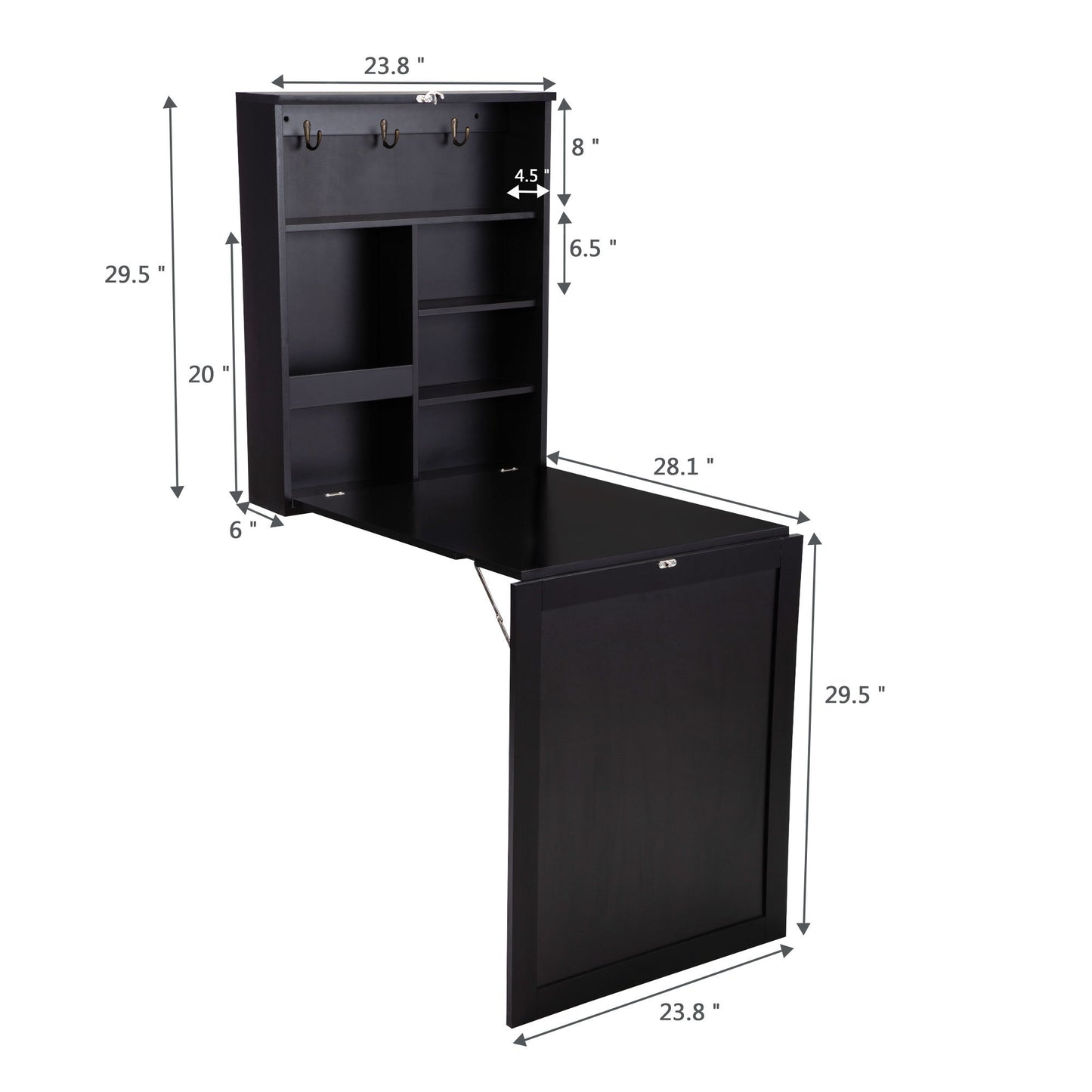 Foldable Desk with Storage Shelves and Blackboard