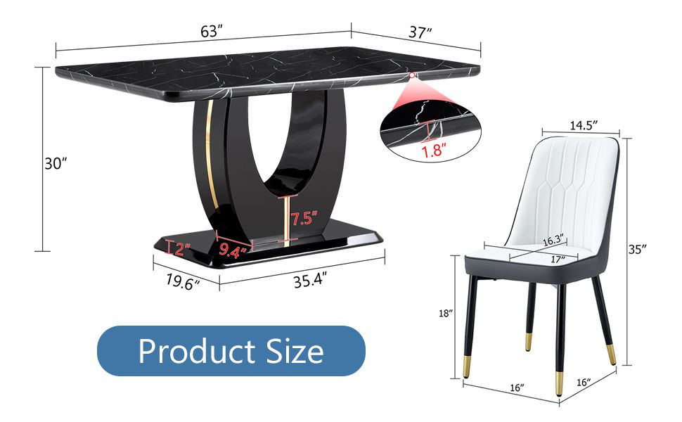 Black Marble DiningTable Set